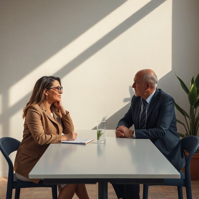 Savjetnik u razgovoru s vlasnikom tvrtke